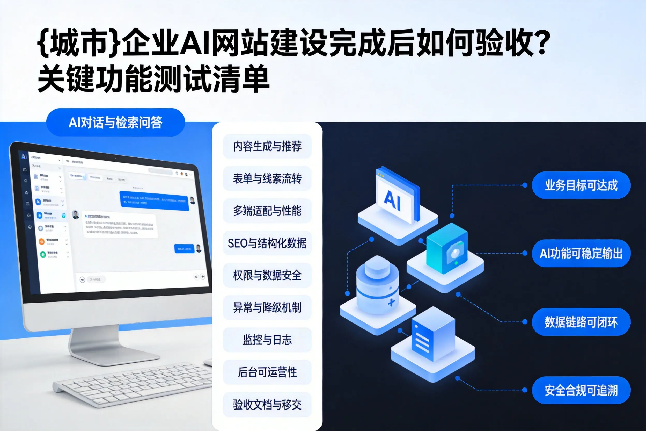 黄石企业AI网站建设完成后如何验收？关键功能测试清单