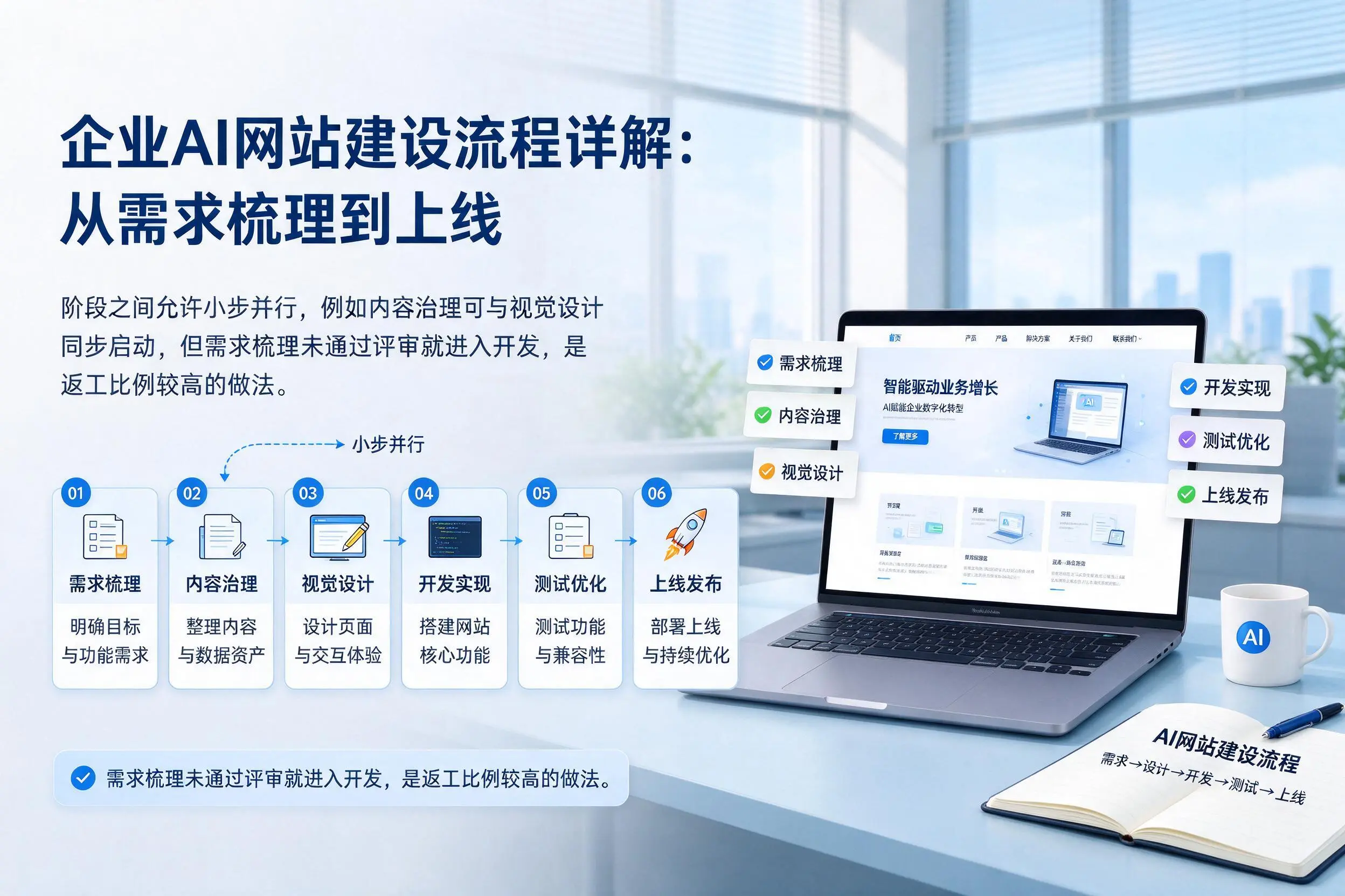 黄石企业AI网站建设流程详解:从需求梳理到上线