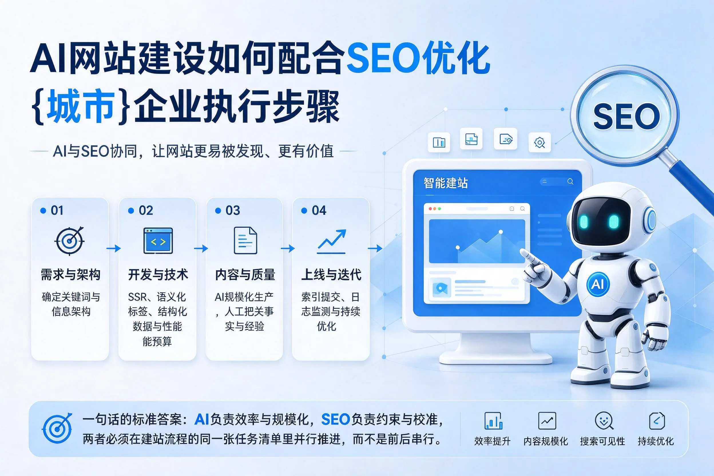 AI网站建设如何配合SEO优化，黄石企业执行步骤