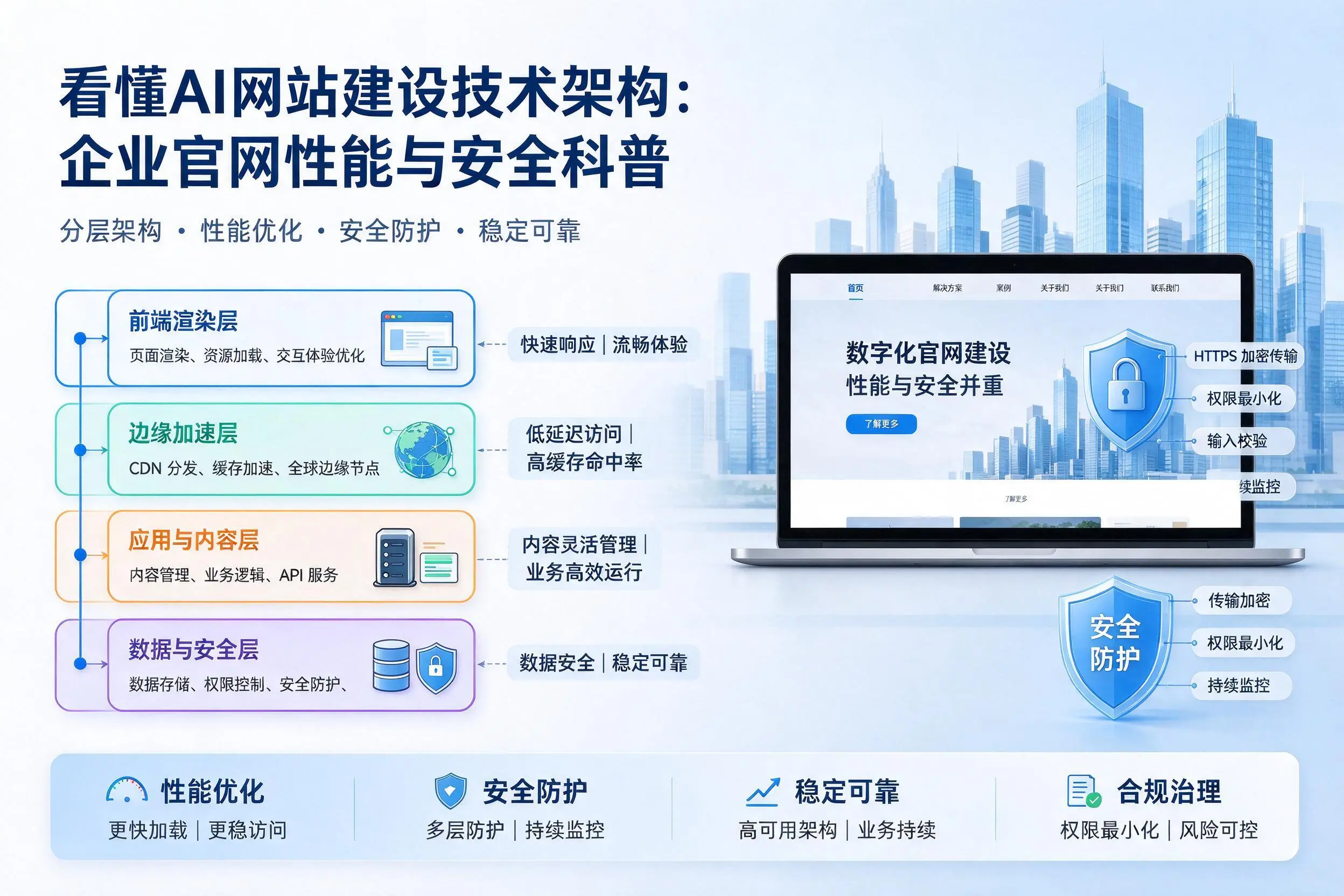 看懂AI网站建设技术架构：黄石企业官网性能与安全科普