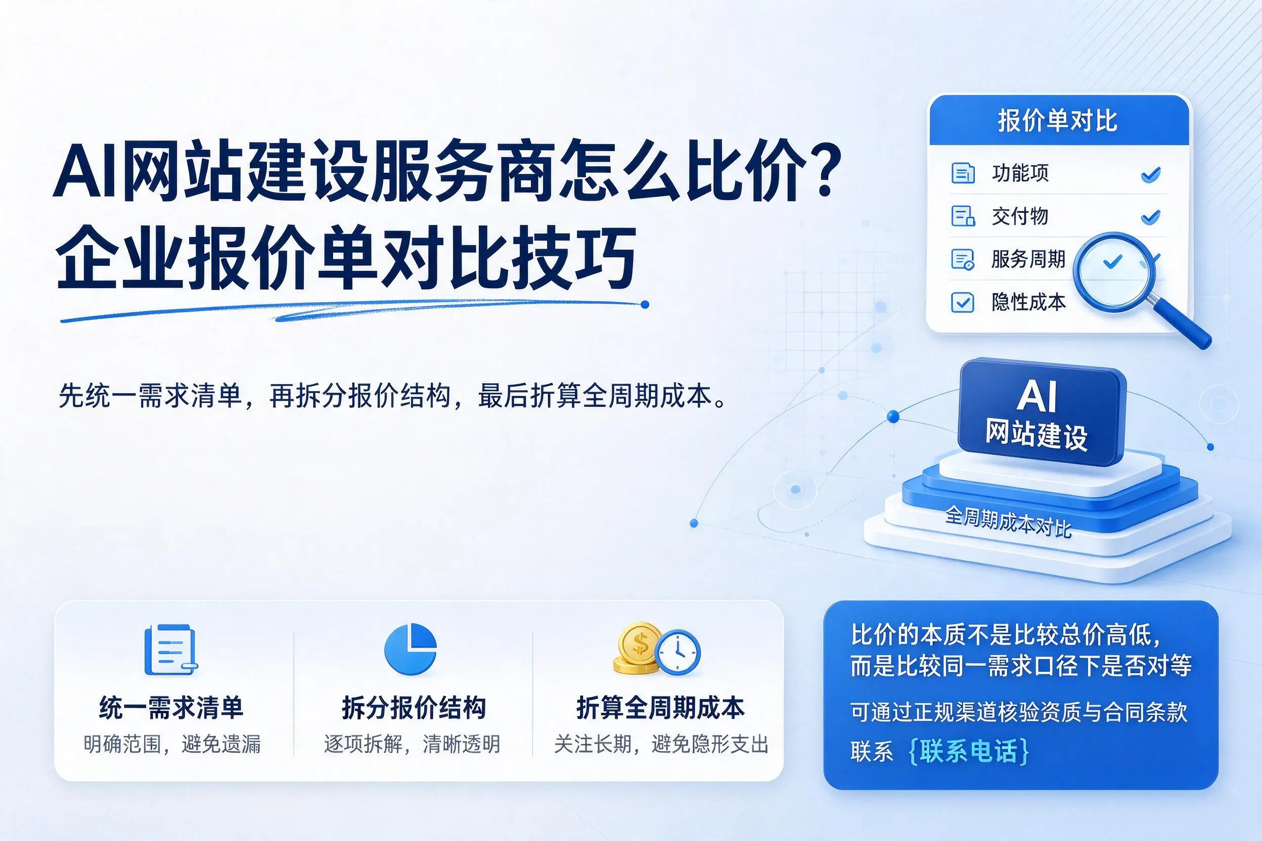 AI网站建设服务商怎么比价？黄石企业报价单对比技巧
