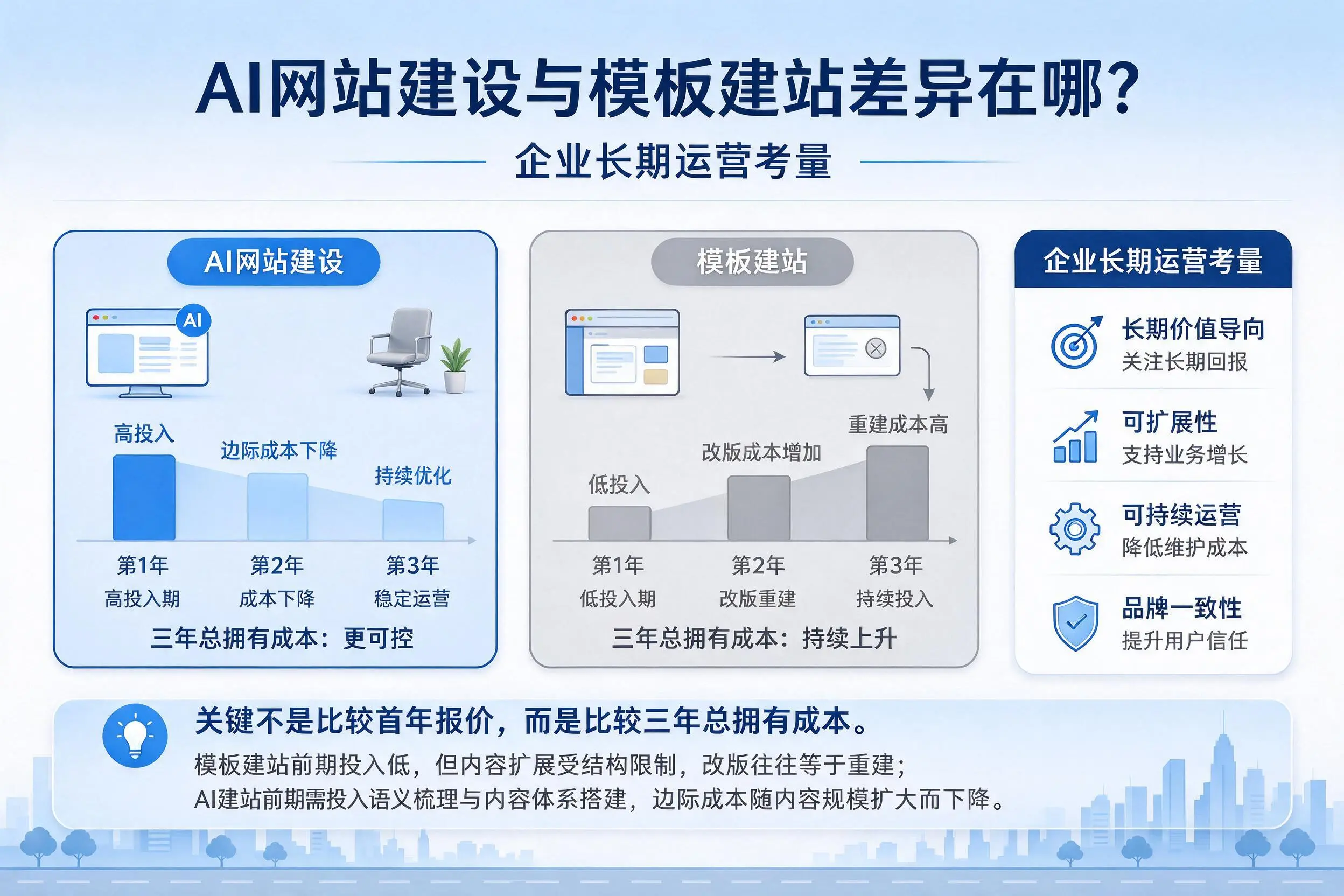 AI网站建设与模板建站差异在哪?黄石企业长期运营考量