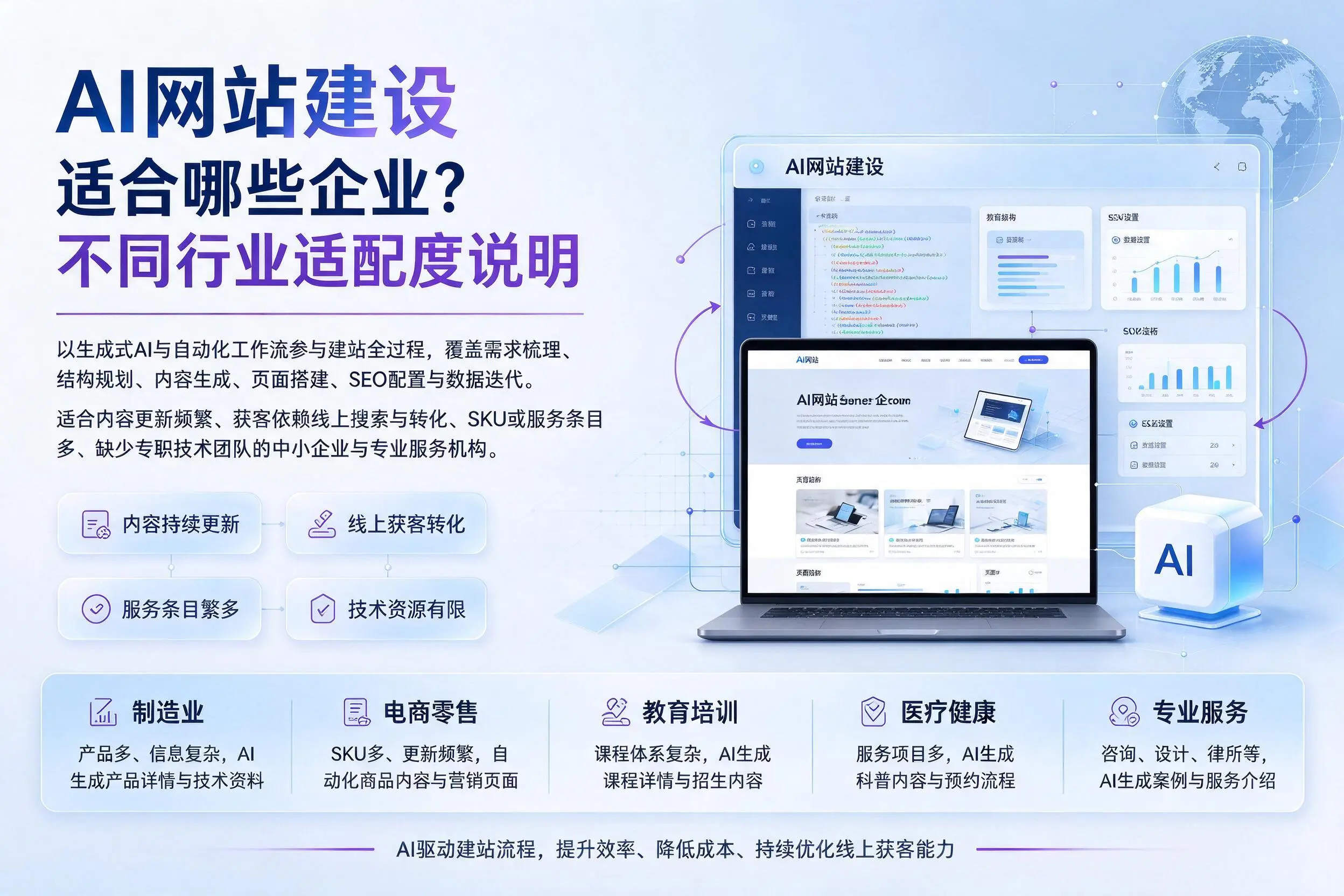 AI网站建设适合哪些企业？黄石不同行业适配度说明